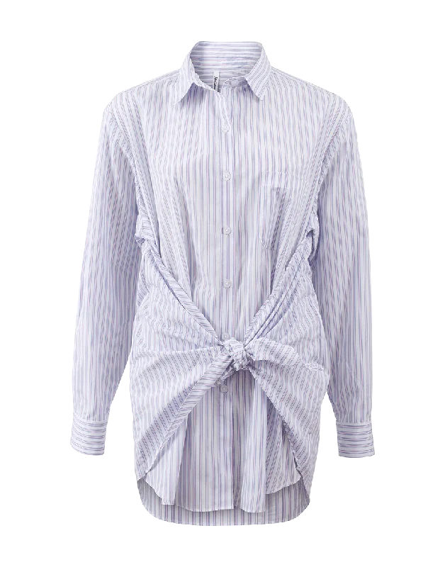 Stripe Bandana Tie Waist Shirt-- Beaded Sequined Faux Fur