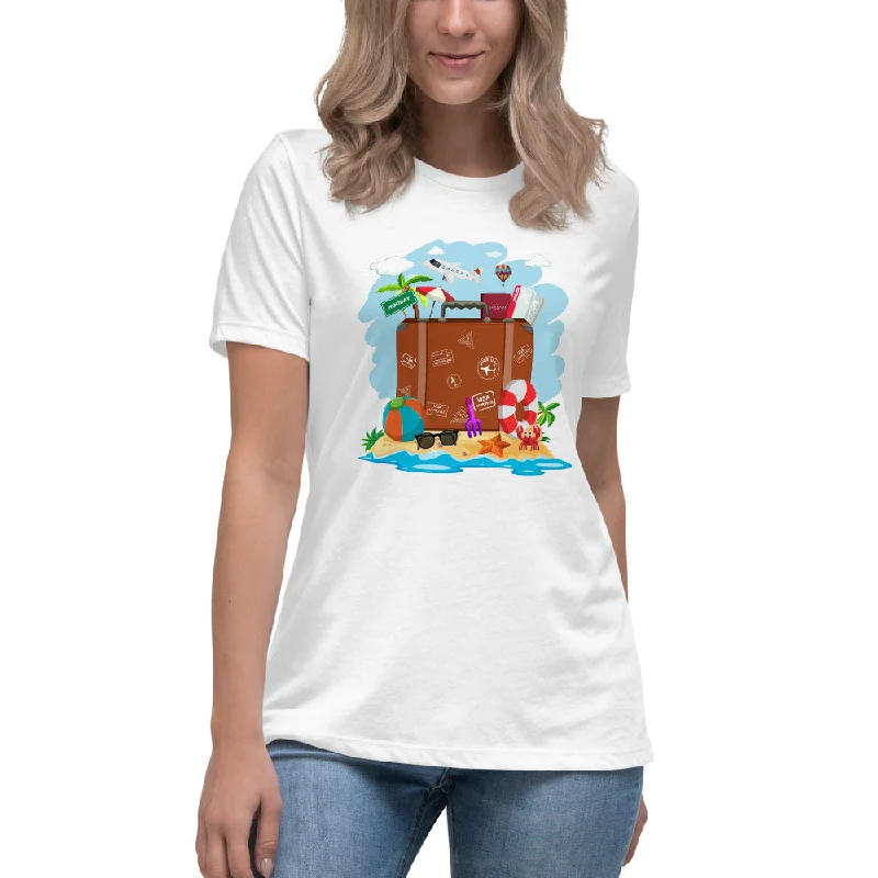 Beach Time To Travel Women's Relaxed T-Shirt-- Modern Contemporary Chic