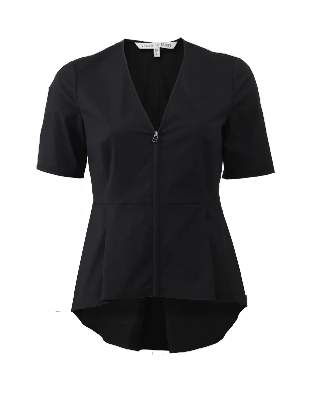 Meyers Zip Peplum Shirt-- Polka Dot Checkered Tartan