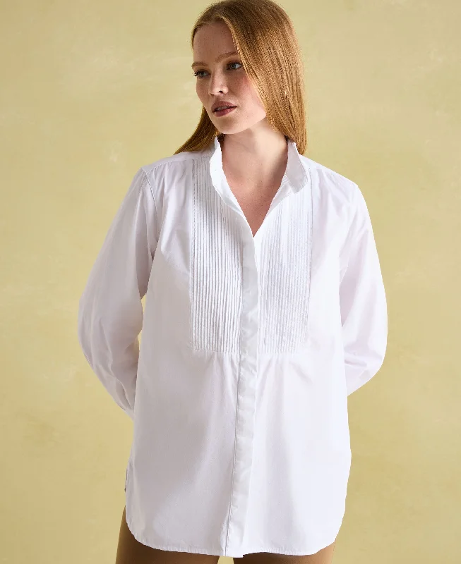 Adeline Tuxedo Shirt - Chalk-- Thin T-Shirt Open Front Quick Dry