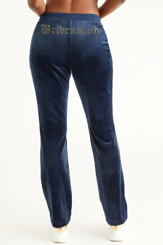 Bridesmaid Big Bling Velour Track Pants Formal Linen Trousers