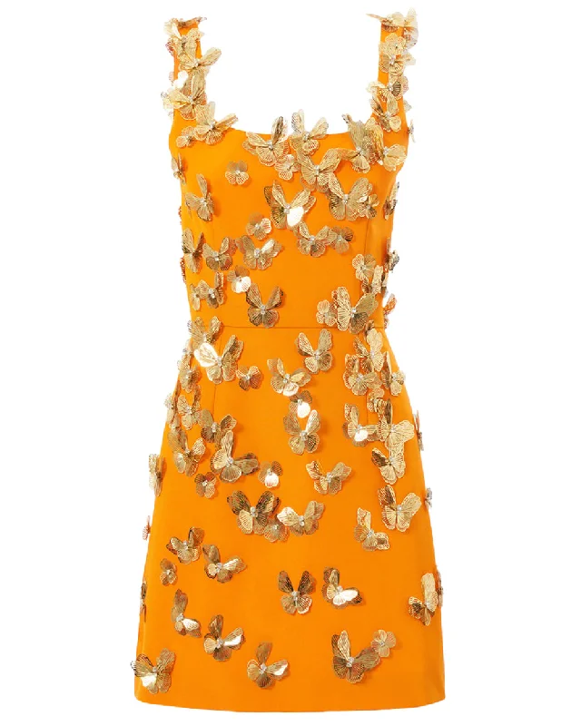 Marigold Butterfly Scoop Neck Mini Dress Trendy Cut-Out Mini Dress