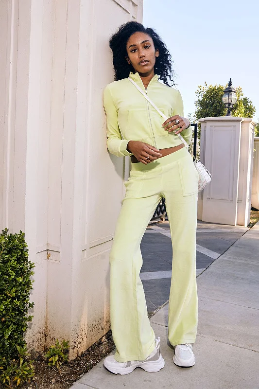 Low Rise Snap Pocket Velour Track Pants Cozy Maternity Pants