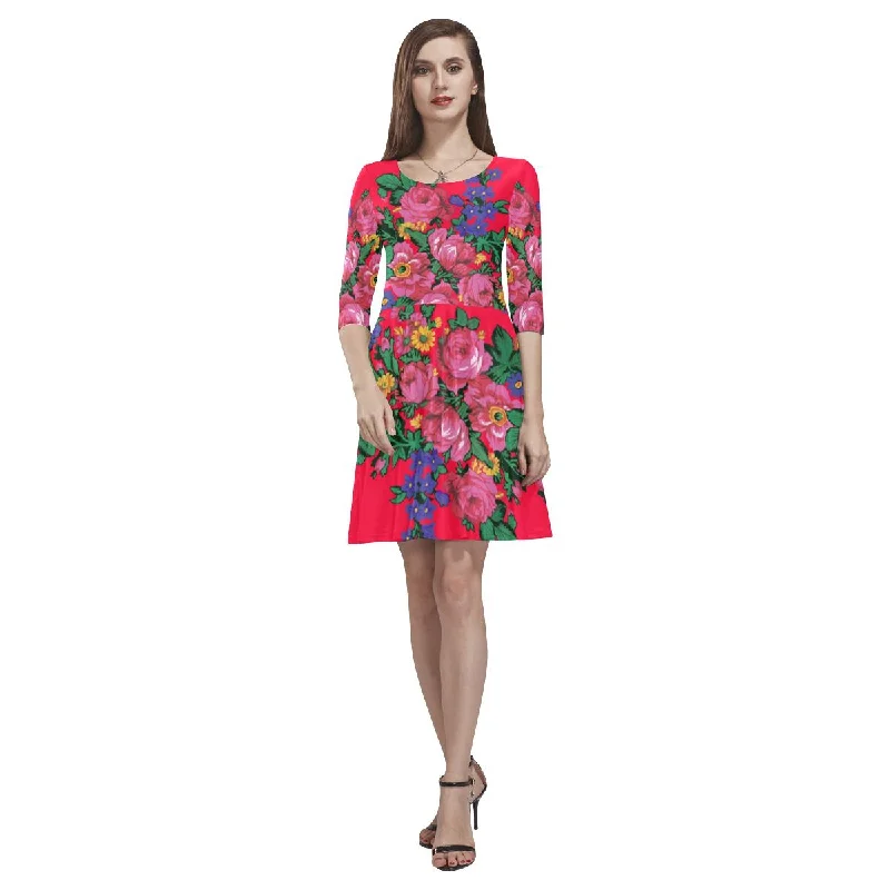 Kokum's Revenge- Dahlia Tethys Half-Sleeve Skater Dress Tunics Satin smooth