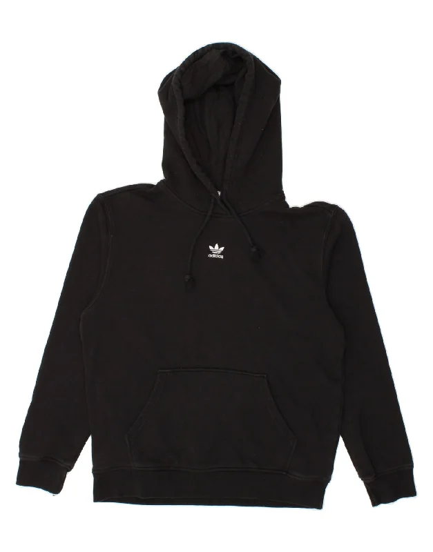 ADIDAS Womens Hoodie Jumper UK 12 Medium Black Cotton Hoodie with Gradient Ombre Colorful