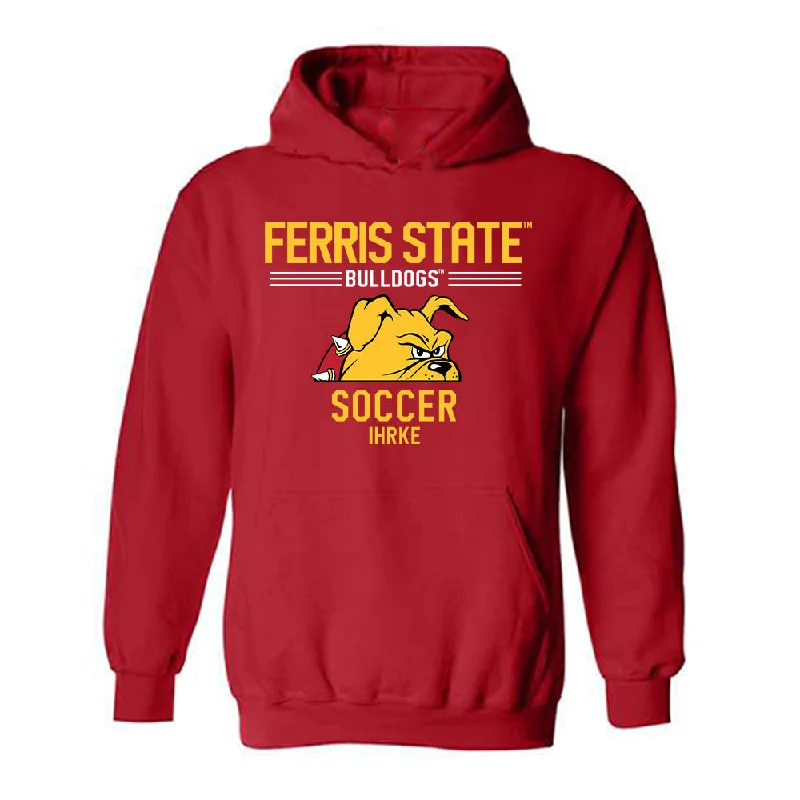 Ferris State - NCAA Women's Soccer : Korinne Ihrke - Classic Fashion Shersey Hooded Sweatshirt Hoodie with Rolled Sleeves Casual Relaxed Ferris State - NCAA Women's Soccer : Korinne Ihrke - Classic Fashion Shersey Hooded Sweatshirt Hoodie with Rolled Sleeves Casual Relaxed