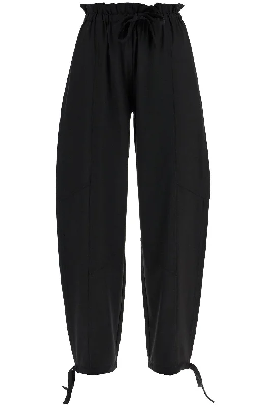 viscose paperbag pants F8929 BLACK Elegant Palazzo Trousers