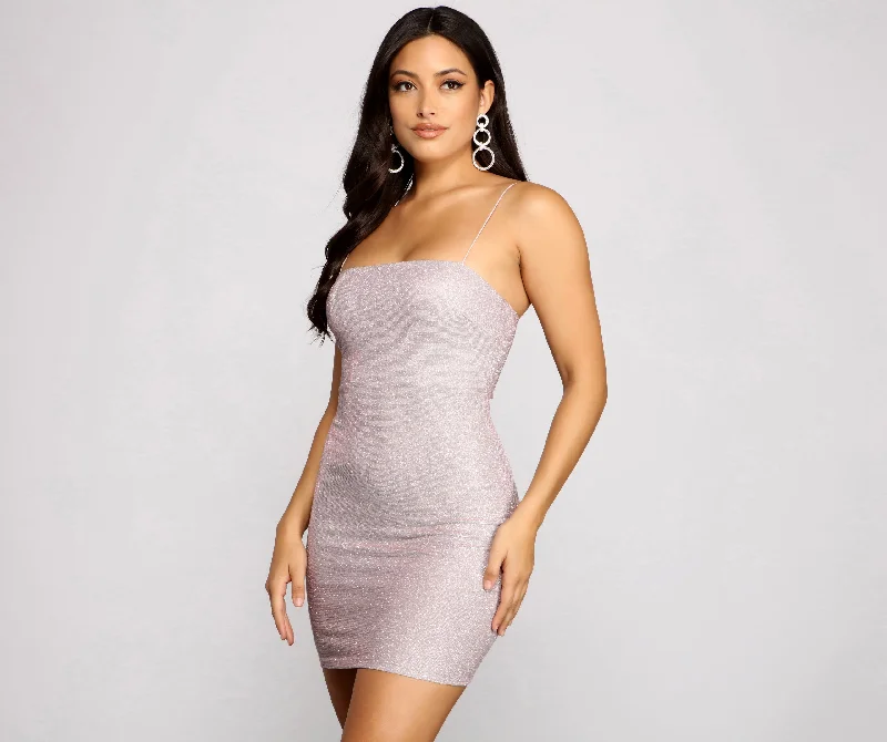 Issa Celebration Glitter Mini Dress Stylish Sweetheart Neck Mini Dress