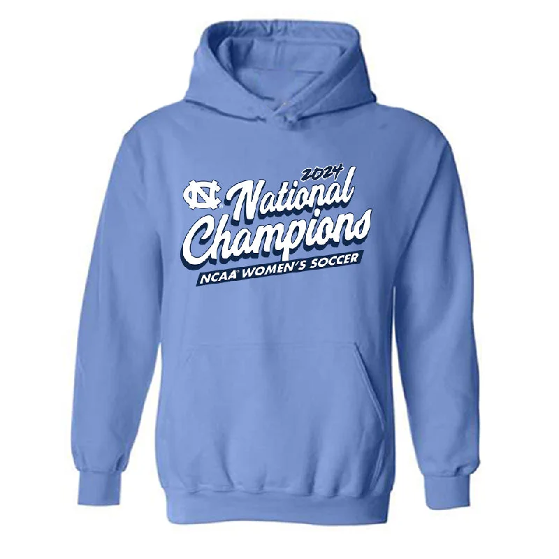 UNC - NCAA Women's Soccer : Ella Smith - National Champs Hooded Sweatshirt Hoodie with Distressed Vintage Worn