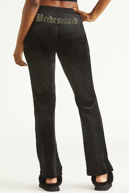 Bridesmaid Big Bling Velour Track Pants Comfortable Fleece Pants