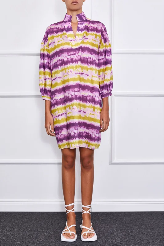 Claire Mini Dress (Violet/Yellow) Elegant Tulle Mini Dress