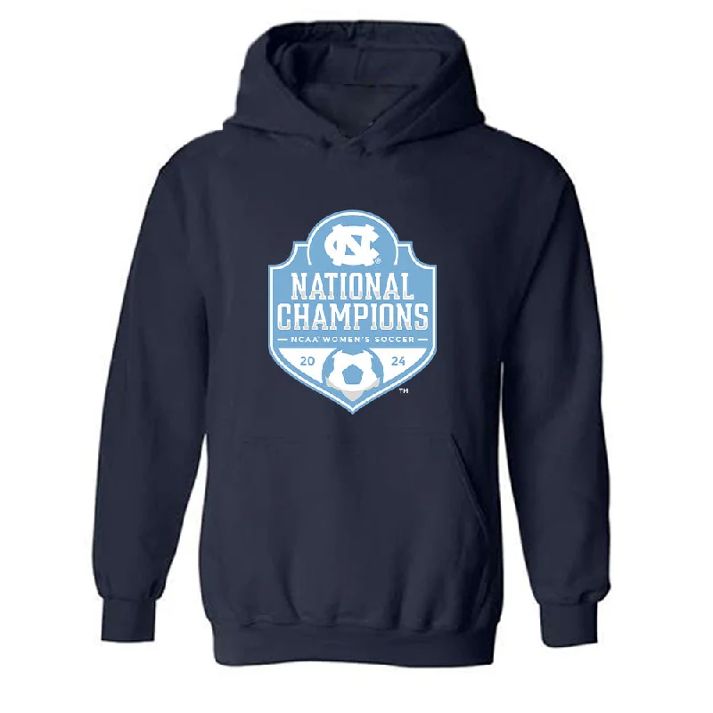 UNC - NCAA Women's Soccer : Olivia Migli - National Champs Hooded Sweatshirt Hoodie with Raw Hem Edgy Unfinished
