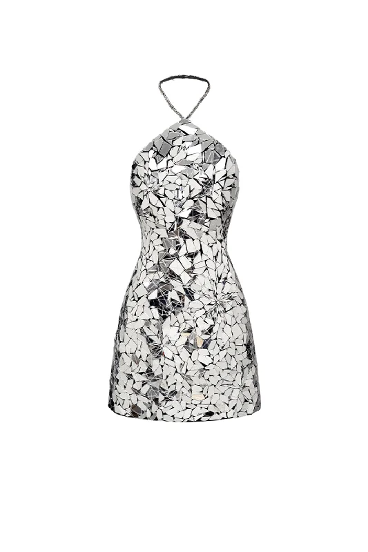 MIRROR GLEAM DRESS IN SILVER Tunics Plaid country