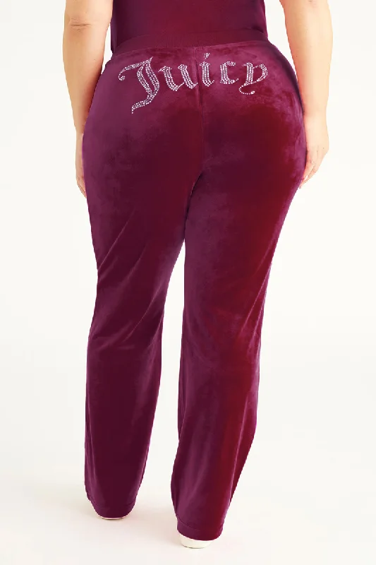 Plus-Size OG Big Bling Velour Track Pants Classic Pleated Pants