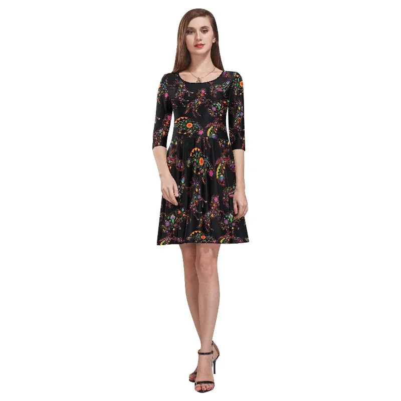 Neon Floral Animals Tethys Half-Sleeve Skater Dress Tunics Sophisticated sleek