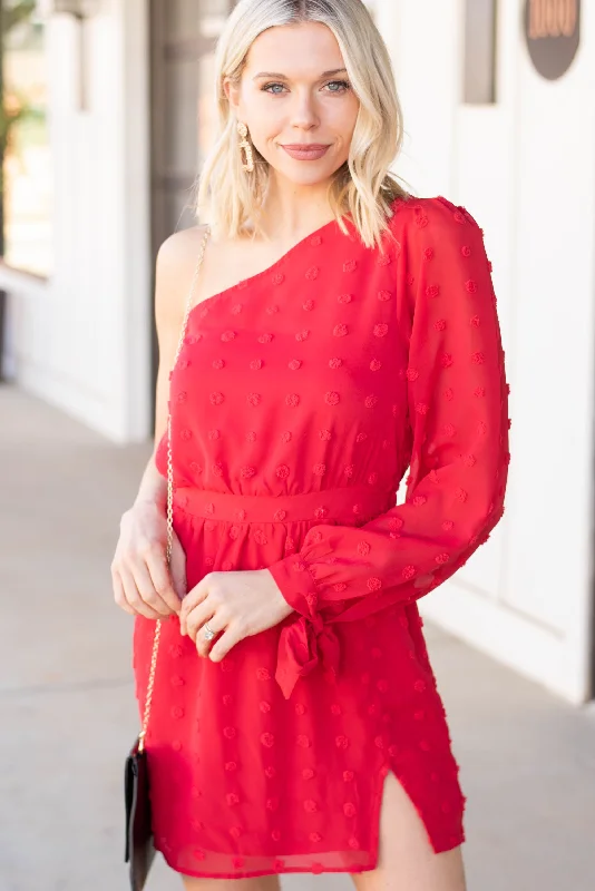 Get Their Attention Red Swiss Dot Mini Dress Elegant Velvet Mini Dress