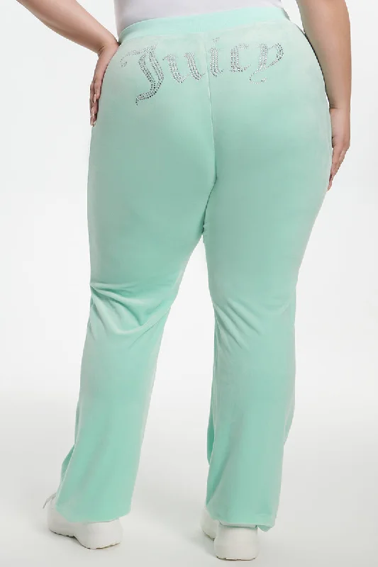 Plus-Size OG Big Bling Velour Track Pants Fashionable Button-Up Pants