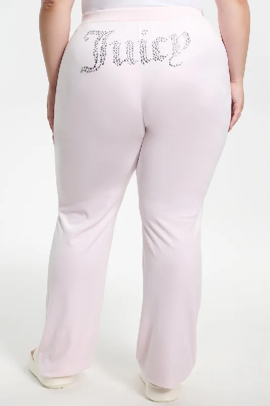 Plus-Size Mixed Jewels Velour Track Pants Soft Stretch Pants