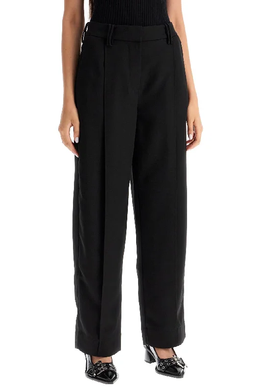 Ganni Lightweight Pants With Pleats Fashionable Tapered Leg Pants