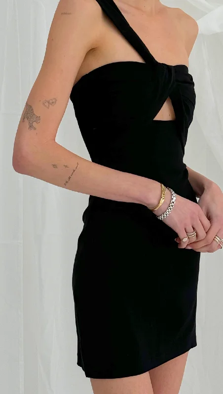 Haisley Wrap Mini Dress - Black Classic Black Mini Dress