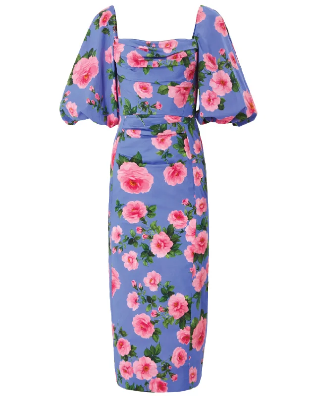 Delphinium Puff Sleeve Ruched Mini Dress Fashionable Polka Dot Mini Dress