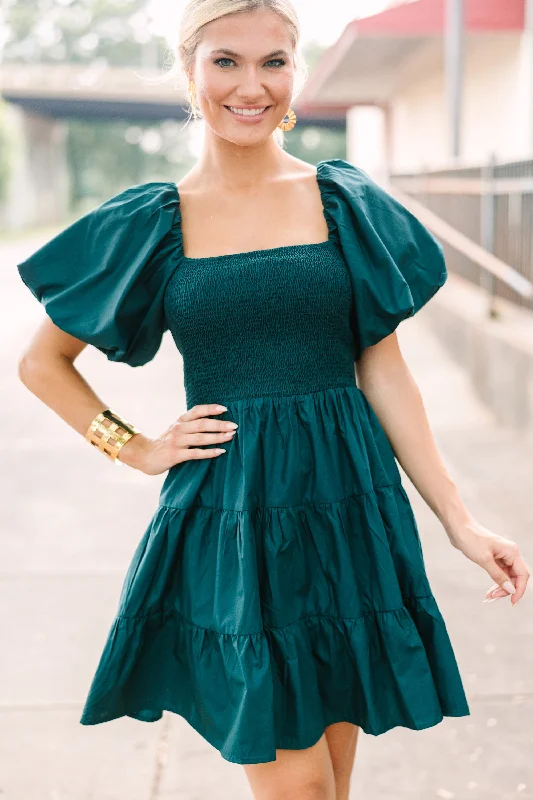 Working With It Emerald Green Mini Dress Fashionable Pleated Mini Dress