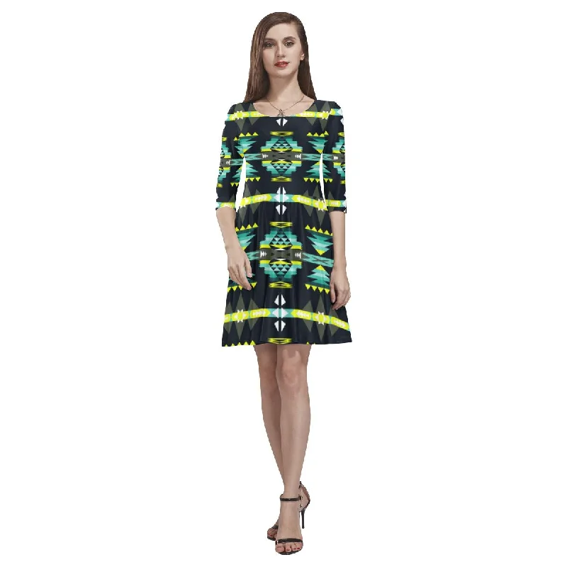 River Trail Tethys Half-Sleeve Skater Dress Boatneck Modish Everyday