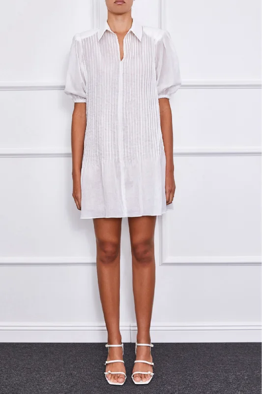 Kiara Mini Dress (White) Trendy Wraparound Mini Dress
