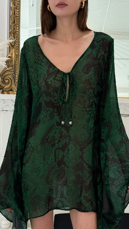 Taza Mini Dress - Emerald Fashionable A-Line Mini Dress