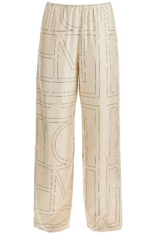 monogram silk pajama pants 213 255 707 IVORY MONOGRAM Stylish Harem Pants