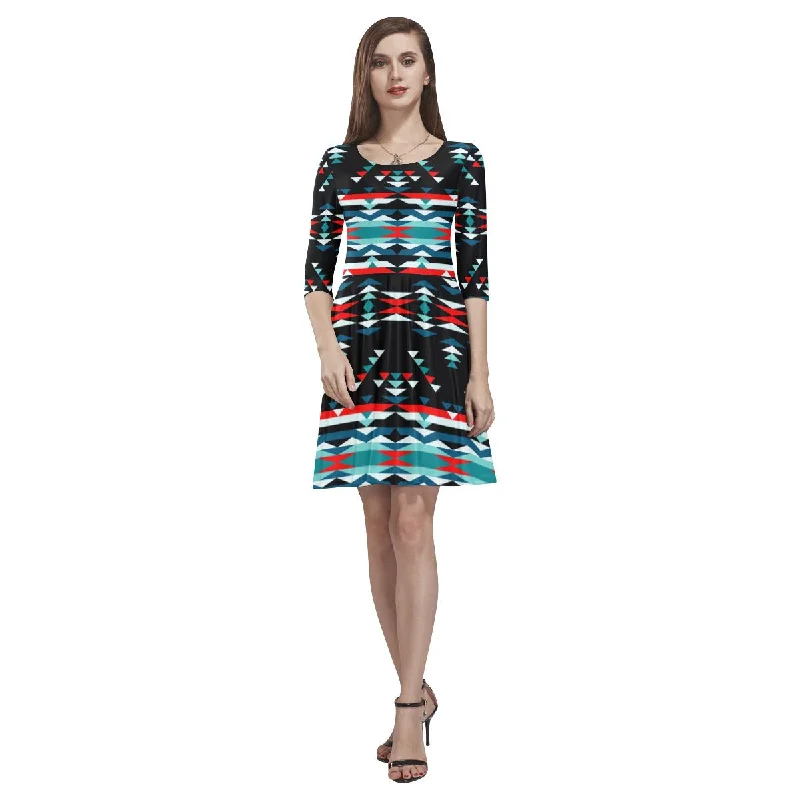 Visions of Peaceful Nights Tethys Half-Sleeve Skater Dress Tunics Evening elegant