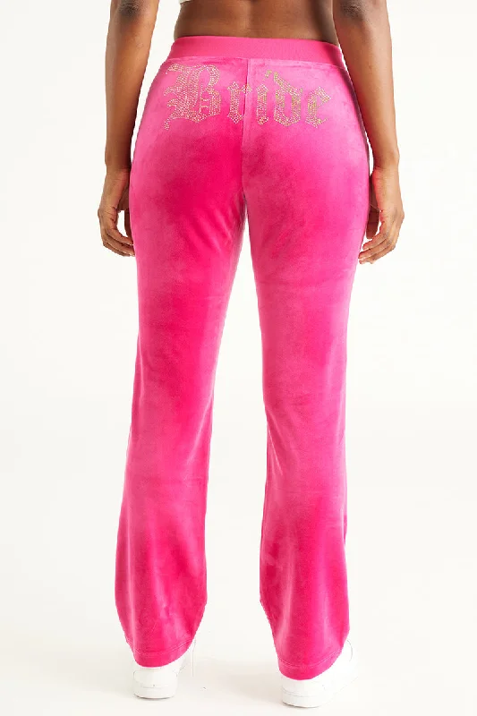 Bride Big Bling Velour Track Pants Cozy Jogger Leggings