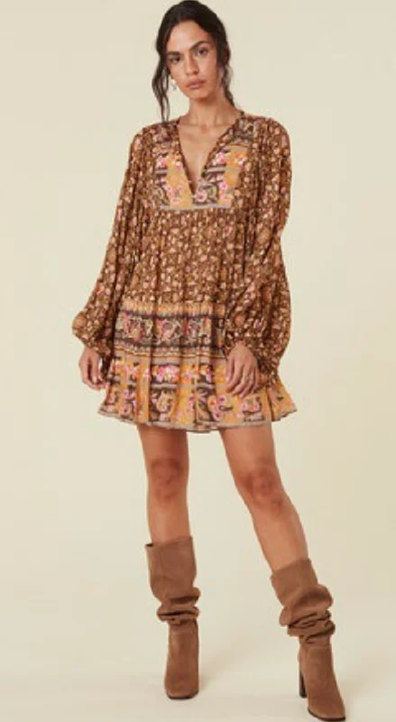 Spell Madame Peacock Boho Mini Dress Stylish Button-Down Mini Dress