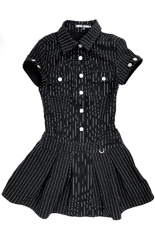 PRE-ORDER: Enid Pinstripe Mini Dress Classic Floral Print Mini Dress