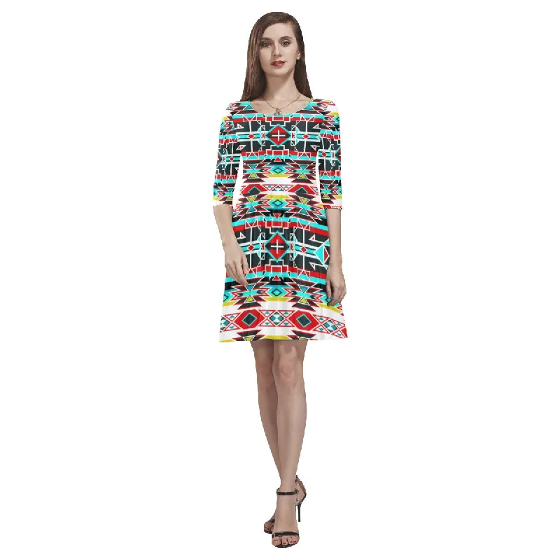 Force of Nature Windstorm Tethys Half-Sleeve Skater Dress Tunics Long Elegant