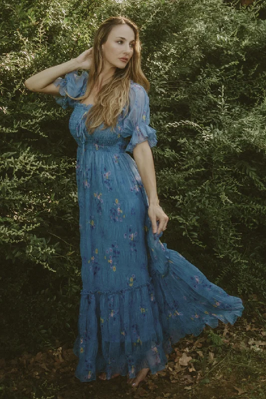 Crinkled Chiffon Dress (Women) - Dusty Blue (Limited Edition) Tunics Fleece cozy