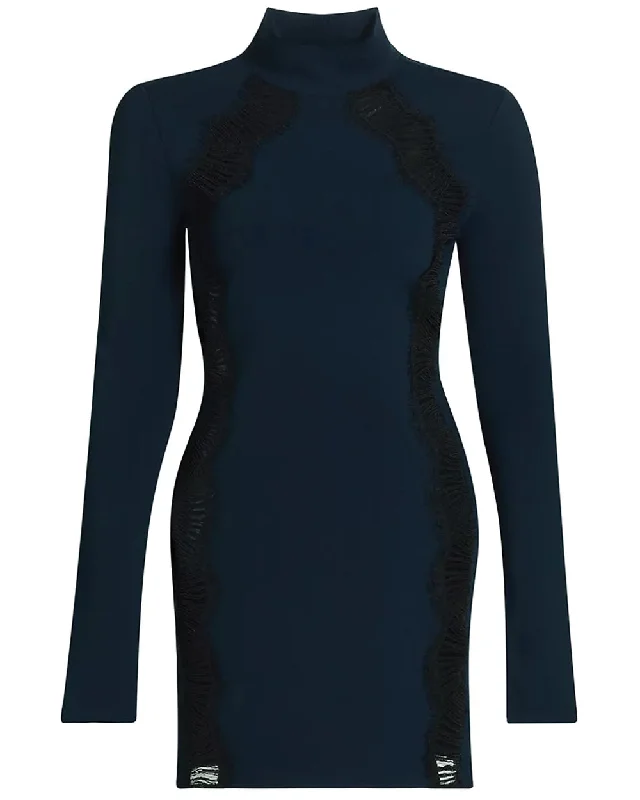 Navy Knit Lace Mini Dress Trendy Bodycon Mini Dress