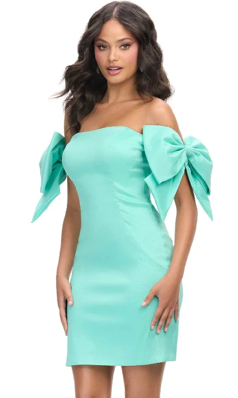 Ashley Lauren 4725 - Straight-Across Fitted Bodice Cocktail Dress Tunics Versatile functional