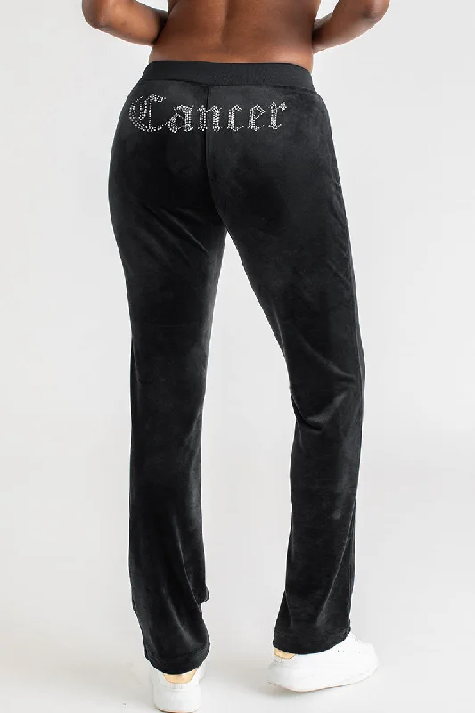 Cancer Big Bling Velour Track Pants Trendy Work Pants