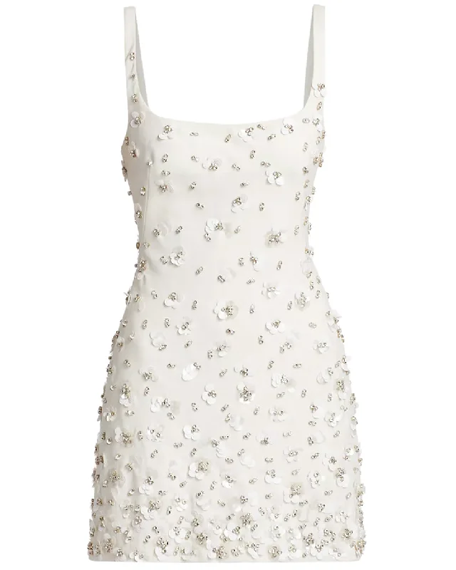 Ivory Embellished Sleeveless Ziva Mini Dress Casual V-Neck Mini Dress