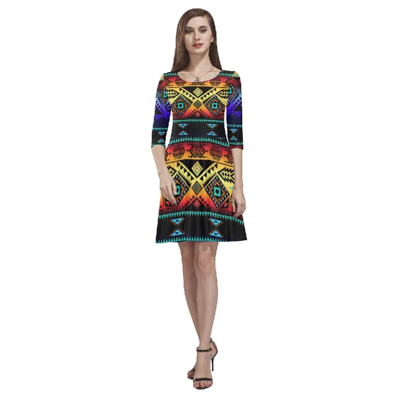 California Coast Sunset Tethys Half-Sleeve Skater Dress Tunics Sophisticated sleek
