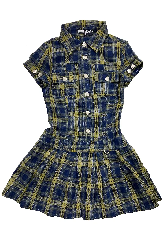 PRE-ORDER: Enid Plaid Mini Dress Cozy Knit Mini Dress