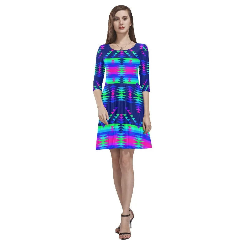 Visions of Peace Talks Tethys Half-Sleeve Skater Dress Tunics Practical durable