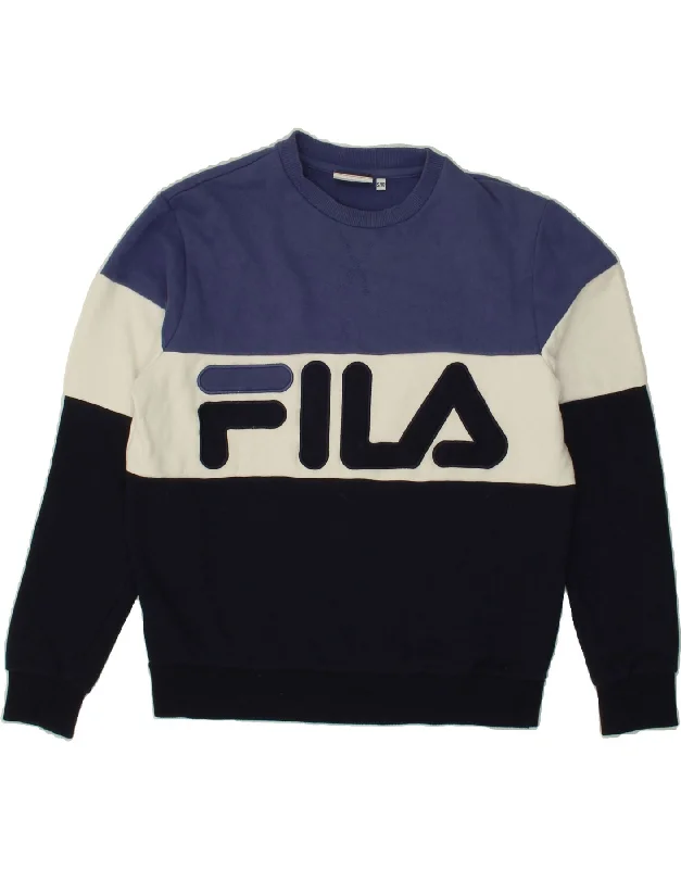 FILA Womens Oversized Graphic Sweatshirt Jumper UK 10 Small Multicoloured Hoodie with Full-Zip Functional Layering