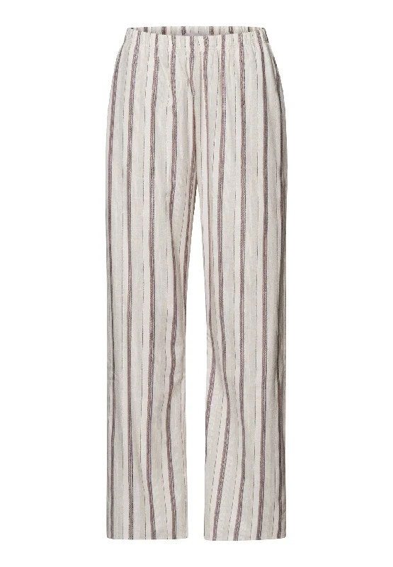 Loungy Nights Cotton Flannel Pajama Pants | Meraki Stripe 76486-2165 High-Waist Jogger Pants