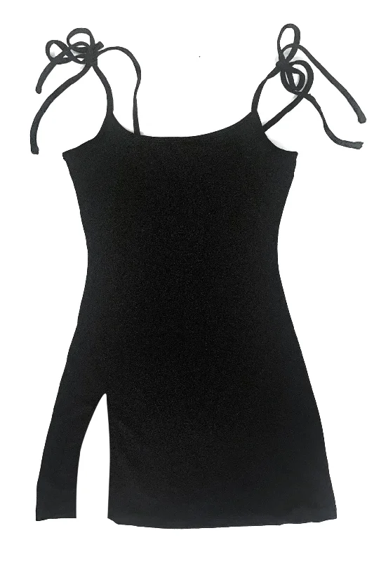 PRE-ORDER: Black Glitter Nighttiming Mini Dress Fashionable Boho-Chic Mini Dress