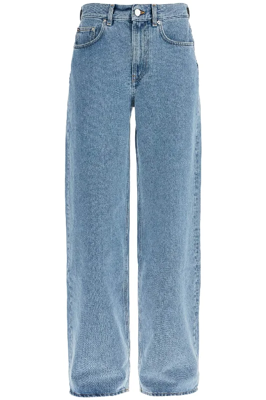 organic denim wide leg high waist light blue washed pants SAMUR WASHED LIGHT BLUE Wide-Legged Palazzos
