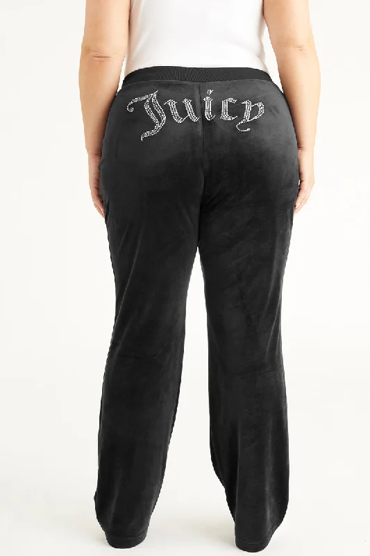 Plus-Size OG Big Bling Velour Track Pants Relaxed Linen Pants