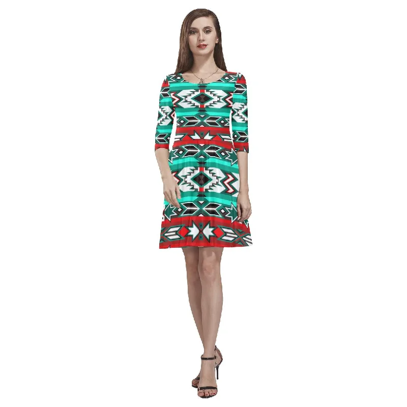 Southwest Journey Tethys Half-Sleeve Skater Dress Crew Neckline Casual