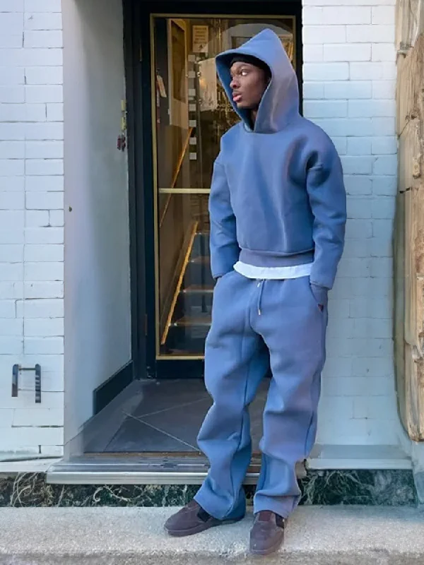 Ashore Shop Autumn Unisex Oversize Hoodie Sweatshirt Two-Piece Set Hoodie with Front Slit Layering Stylish